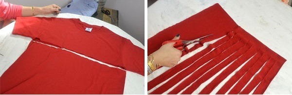 Bufanda re-utilizando camisetas de algodón