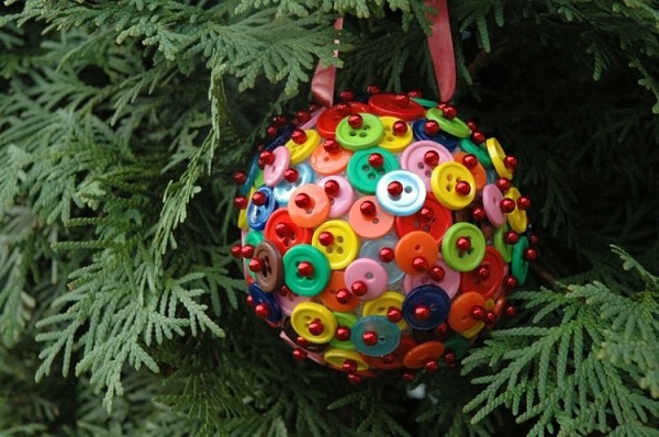 Esferas navideñas con botones, adornos navideños