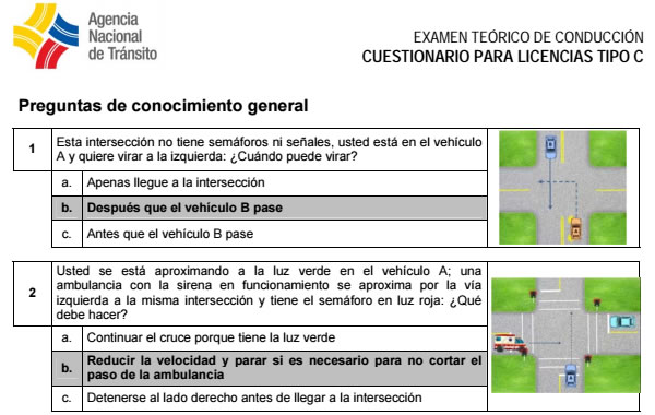 Preguntas para sacar la licencia tipo C