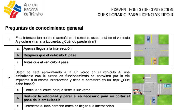 Banco de Preguntas para sacar la licencia tipo D
