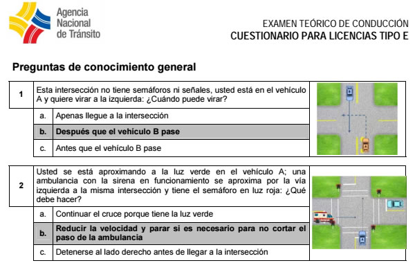 Banco de Preguntas para sacar la licencia tipo E