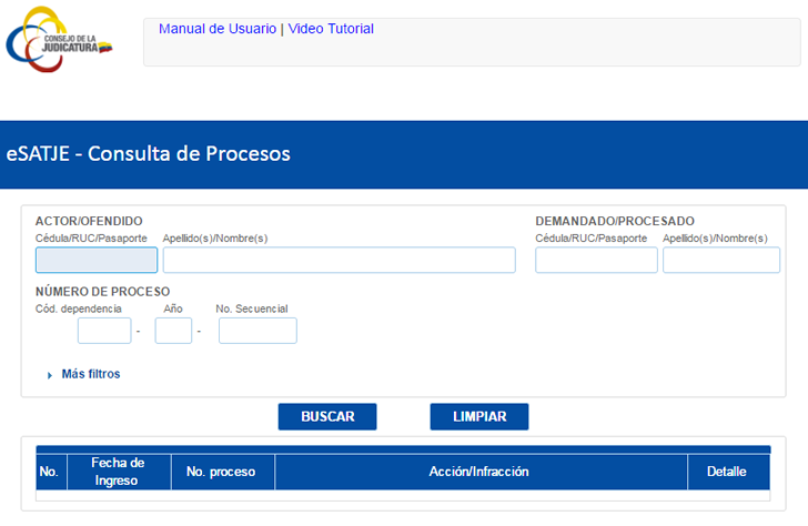 Consulta de causas procesos Función Judicial de Loja, Causas judiciales Ecuador