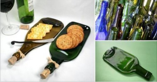 cómo hacer una tabla para snacks de  una botella de vidrio