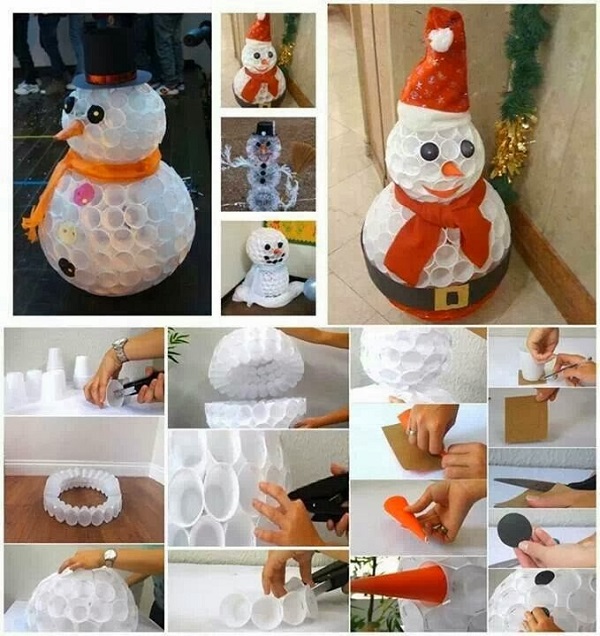 residuo Anciano cavidad Muñeco de nieve con vasos desechables - Conmicelu