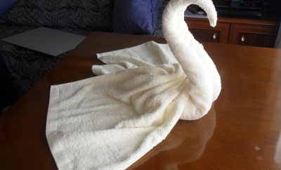 como doblar una toalla en forma de cisne