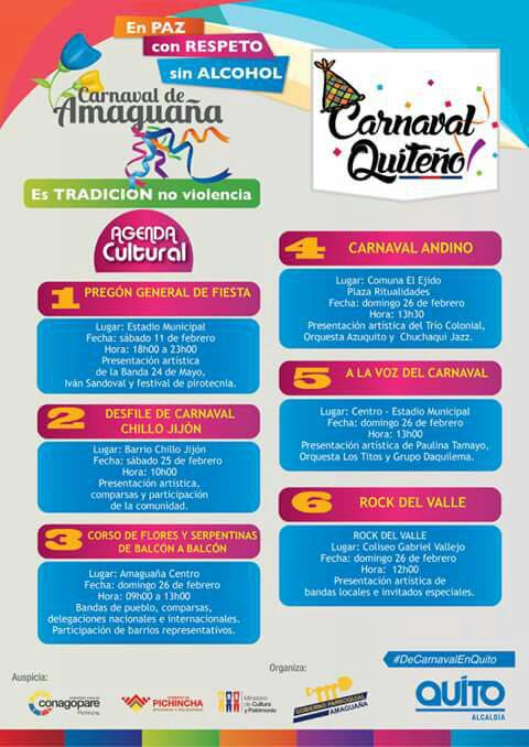 Agenda De Eventos Carnavales En Quito 2017