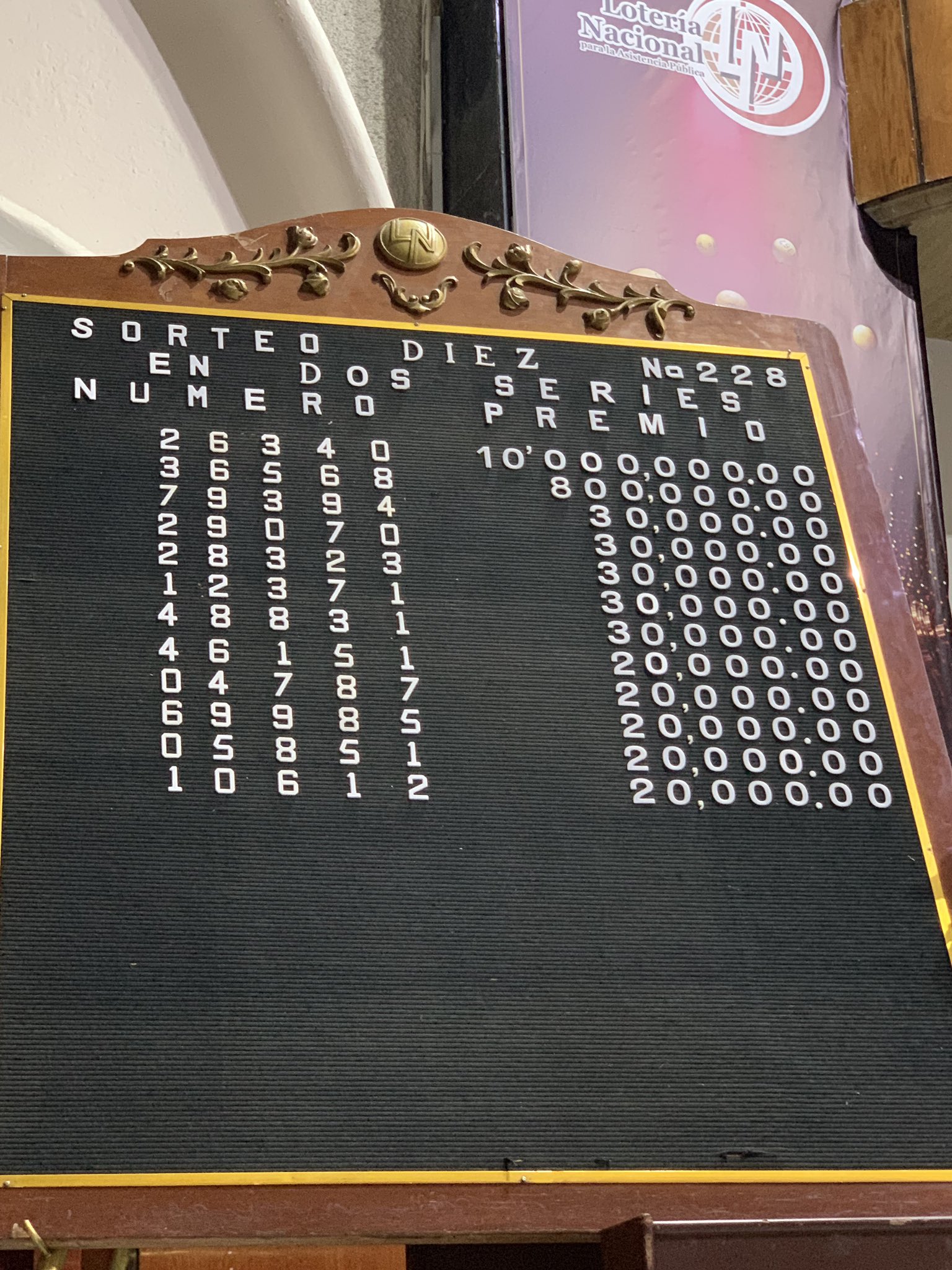 Resultados sorteo diez 228