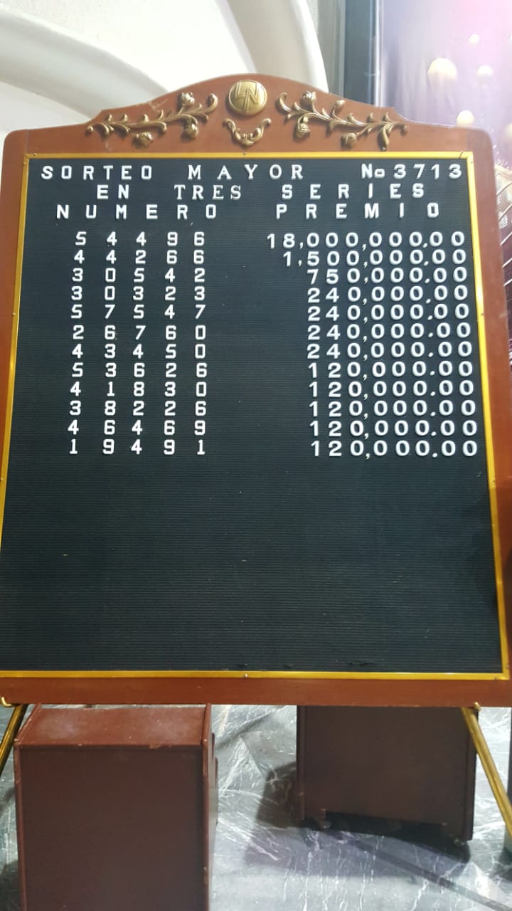 Resultados sorteo mayor 3713