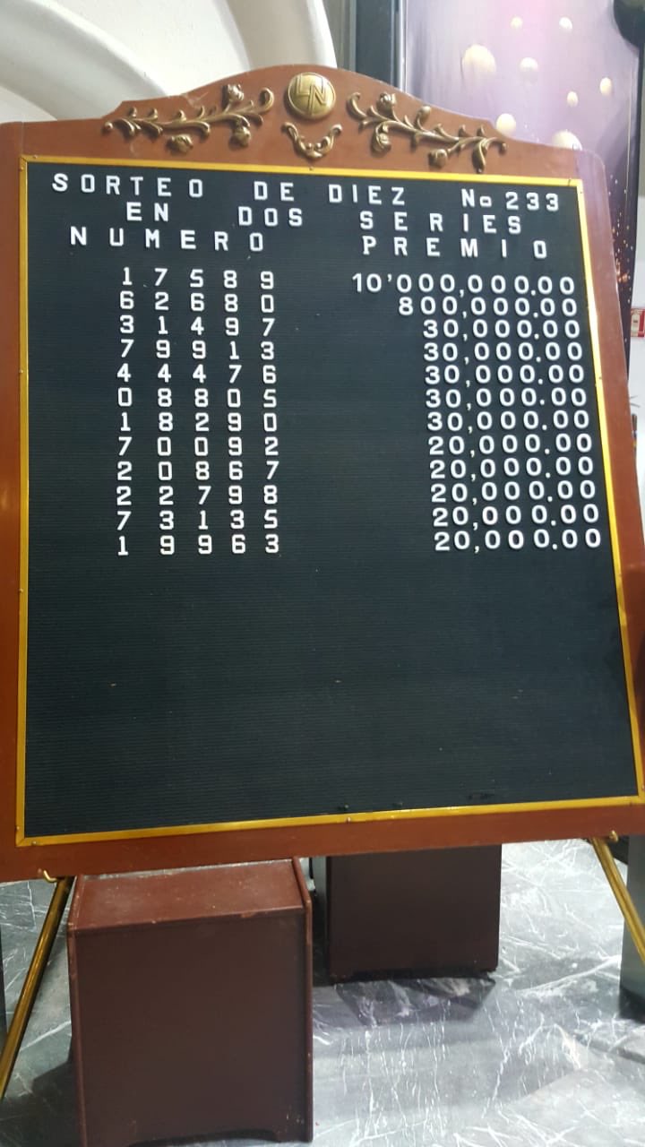 Resultados sorteo diez 233