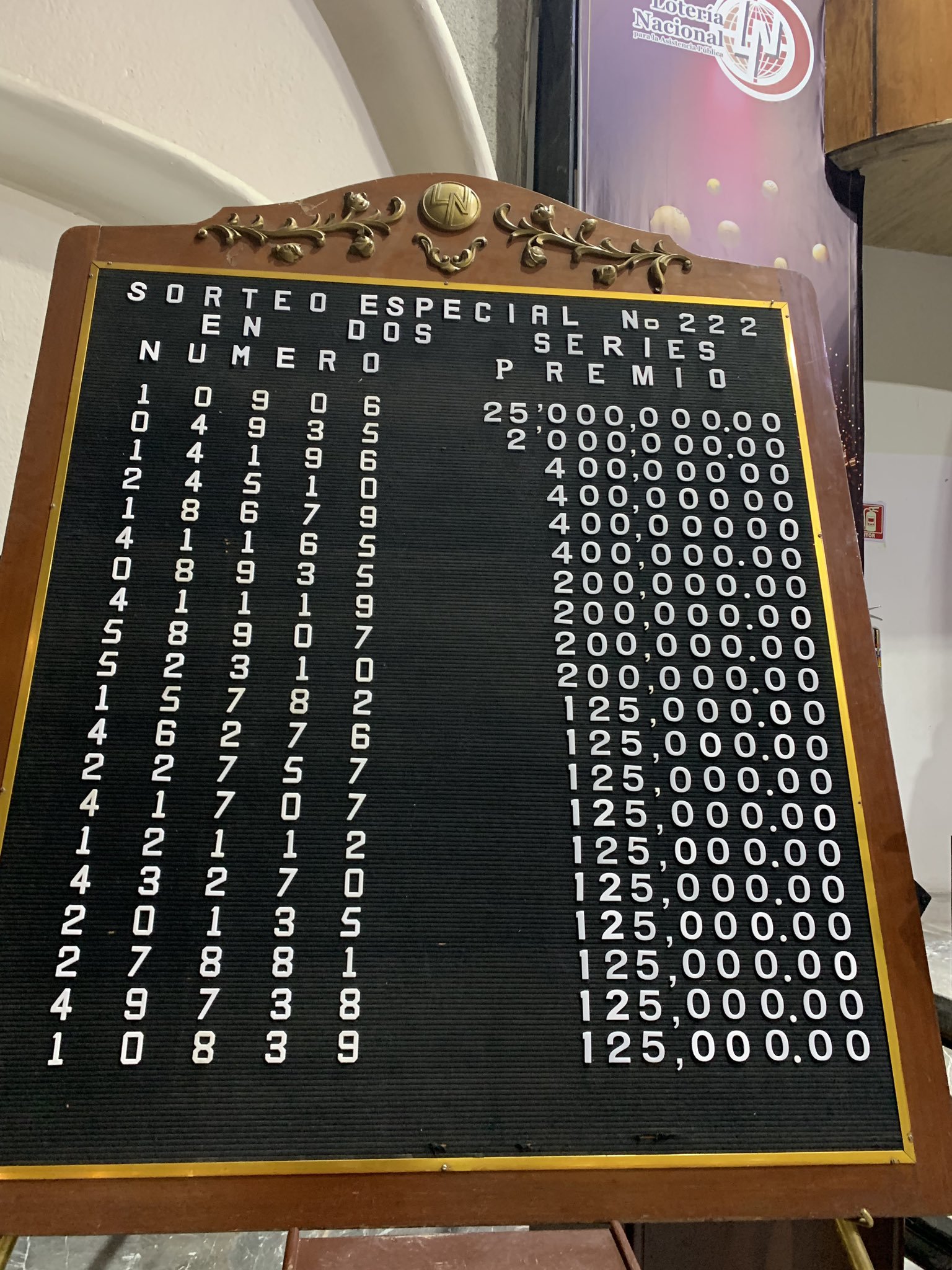 Resultados sorteo especial 222