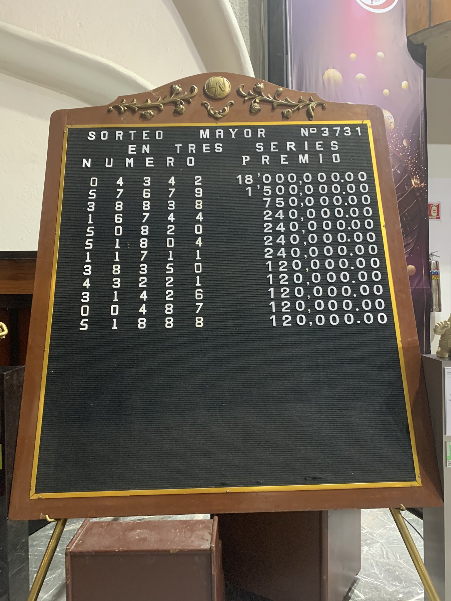 Sorteo Mayor 3731