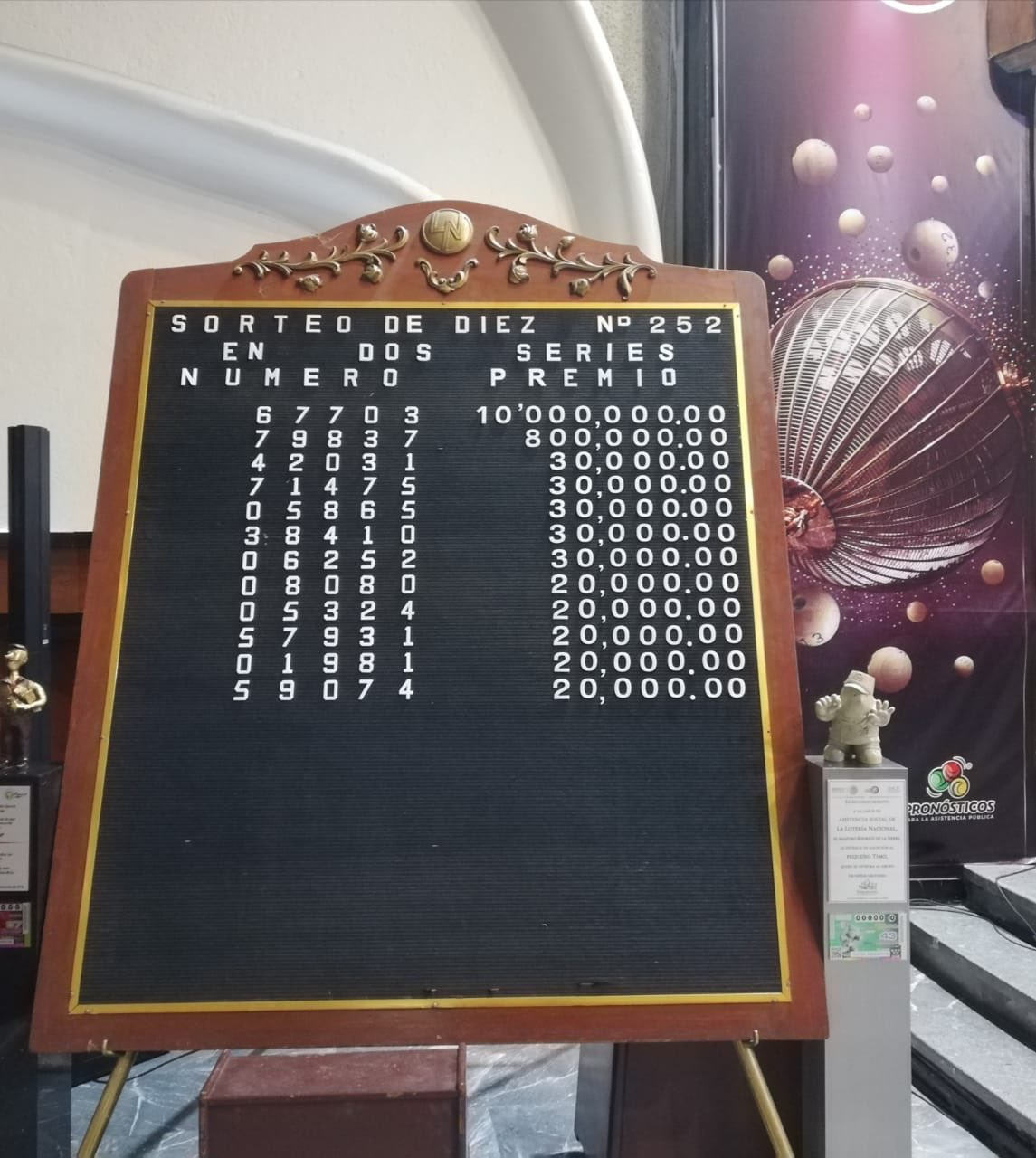 Resultados sorteo diez 252
